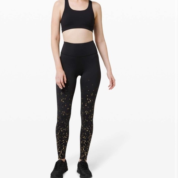 Lululemon NWT Speed Wunder Tight Luna New Year in Black Gold Size 2 - Picture 1 of 16